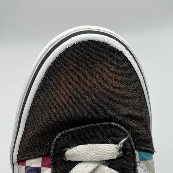 Vans Black Canvas Low Top Shoes Rainbow Checkerboard Size 2.5 - Picture 10 of 11
